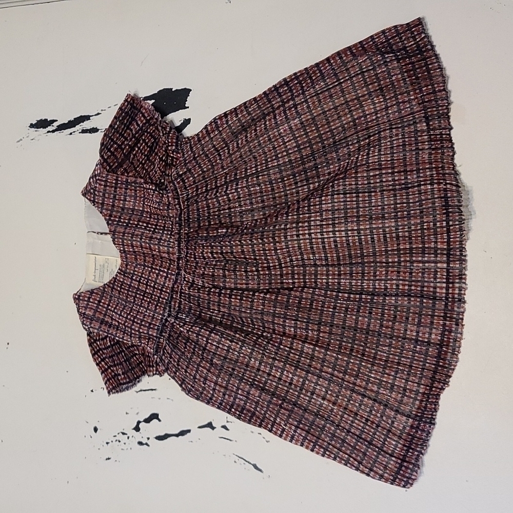 First Impressions Infant Girls Dress Pleated Red Black Silver Threads 18 mos EUC
